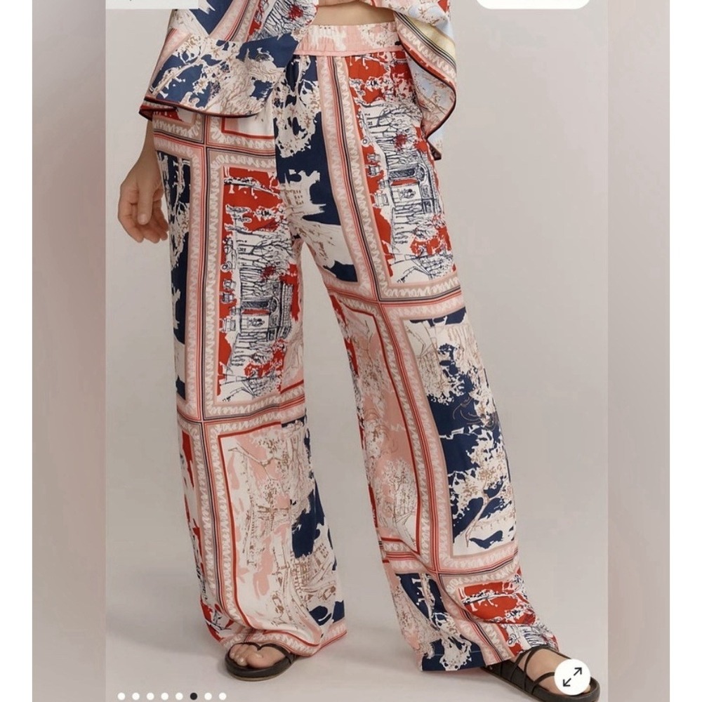 Maeve Anthroplogie Brooklyn Printed Wide Leg Pants Rtl $128 Sz XS
